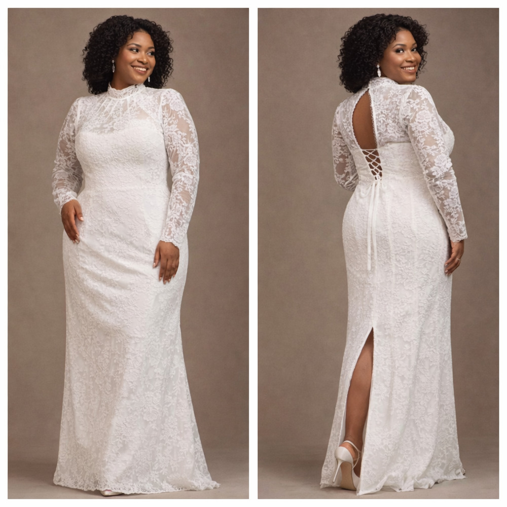 V. Chapman Jules Lace Wedding Dress Anthropologie Long Sleeve Size 16 NWT